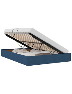 Letto ottomano con archiviazione Blu 140 x 200 cm Tessuto 2