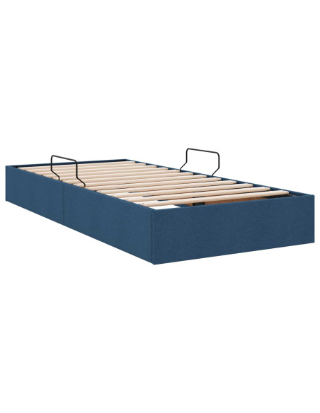 Letto ottomano con archiviazione Blu 100 x 200 cm Tessuto