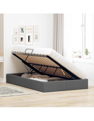 Letto ottomano Grigio scuro 120 x 190 cm Tessuto