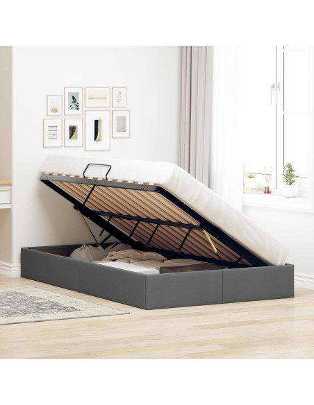 Letto ottomano Grigio scuro 120 x 190 cm Tessuto