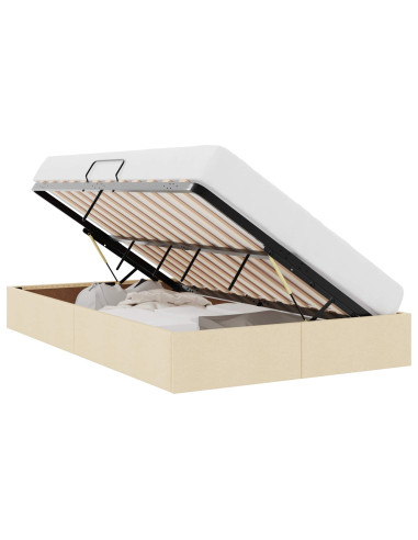 Letto ottomano con archiviazione Crema 120 x 200 cm Tessuto