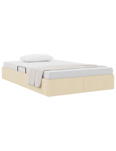 Letto ottomano con archiviazione Crema 120 x 200 cm Tessuto