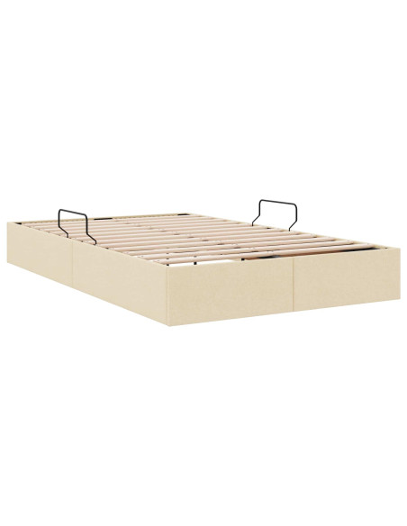 Letto ottomano con archiviazione Crema 120 x 200 cm Tessuto
