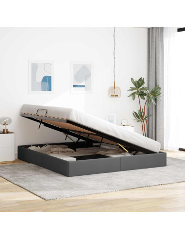 Letto ottomano Grigio scuro 160 x 200 cm Tessuto