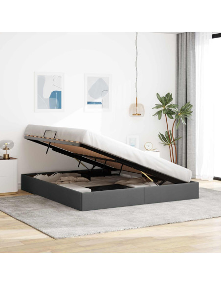 Letto ottomano Grigio scuro 160 x 200 cm Tessuto