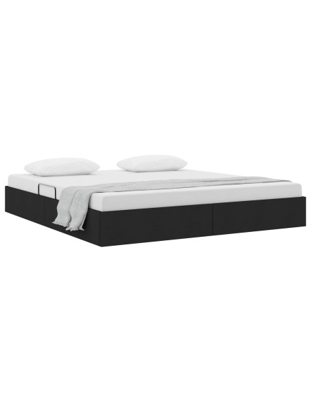 Letto ottomano con archiviazione Nero 160 x 200 cm Tessuto