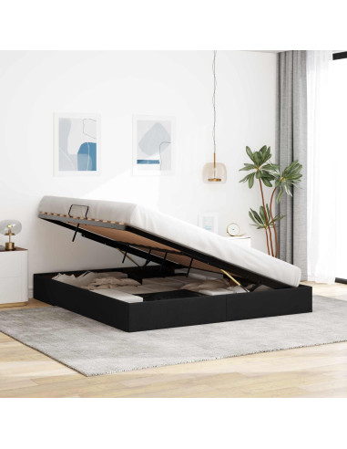 Letto ottomano con archiviazione Nero 160 x 200 cm Tessuto