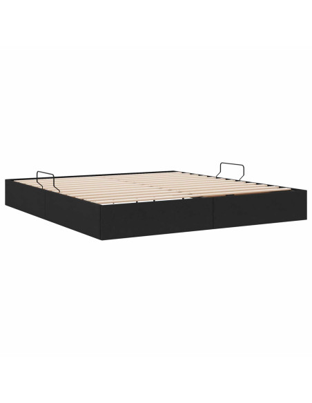 Letto ottomano con archiviazione Nero 160 x 200 cm Tessuto