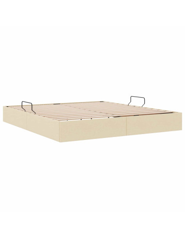 Letto ottomano con archiviazione Crema 180 x 200 cm Tessuto