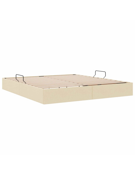 Letto ottomano con archiviazione Crema 180 x 200 cm Tessuto