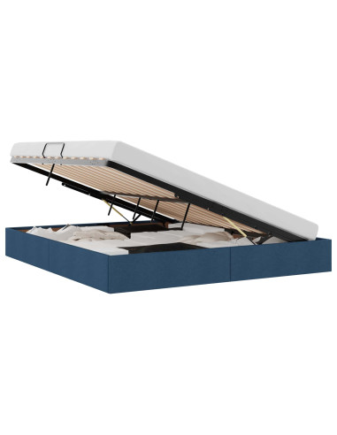 Letto ottomano con archiviazione Blu 180 x 200 cm Tessuto