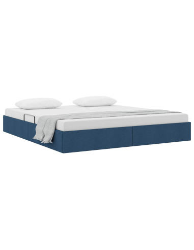 Letto ottomano con archiviazione Blu 180 x 200 cm Tessuto