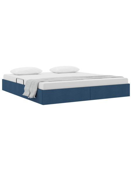 Letto ottomano con archiviazione Blu 180 x 200 cm Tessuto