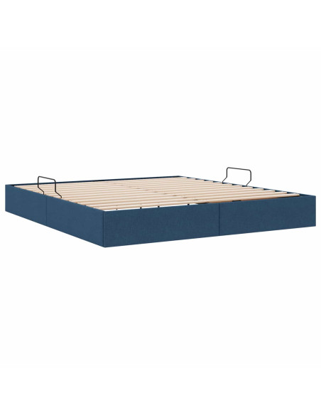 Letto ottomano con archiviazione Blu 180 x 200 cm Tessuto