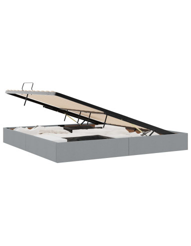 Letto ottomano Grigio chiaro 200 x 200 cm Tessuto