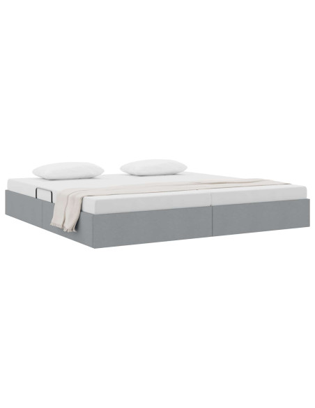 Letto ottomano Grigio chiaro 200 x 200 cm Tessuto