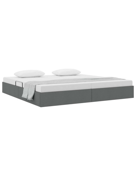 Letto ottomano Grigio scuro 200 x 200 cm Tessuto