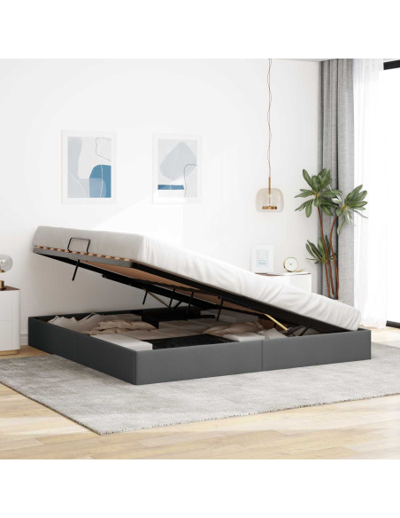 Letto ottomano Grigio scuro 200 x 200 cm Tessuto