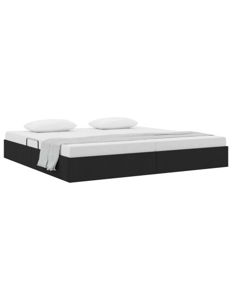 Letto ottomano con archiviazione Nero 200 x 200 cm Tessuto