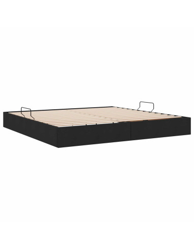 Letto ottomano con archiviazione Nero 200 x 200 cm Tessuto