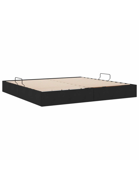 Letto ottomano con archiviazione Nero 200 x 200 cm Tessuto