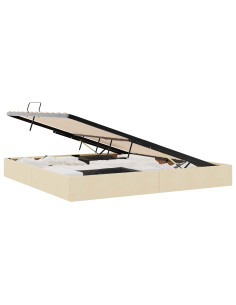 Letto ottomano con archiviazione Crema 200 x 200 cm Tessuto 2