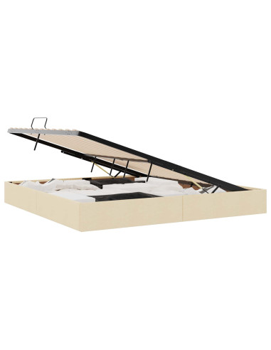 Letto ottomano con archiviazione Crema 200 x 200 cm Tessuto