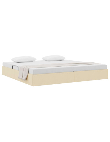 Letto ottomano con archiviazione Crema 200 x 200 cm Tessuto