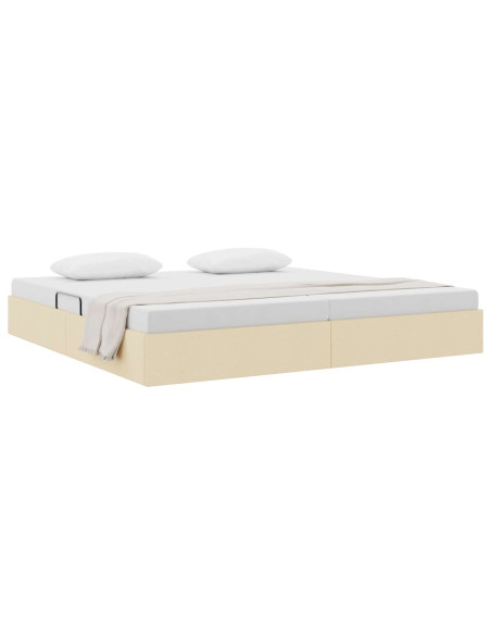 Letto ottomano con archiviazione Crema 200 x 200 cm Tessuto