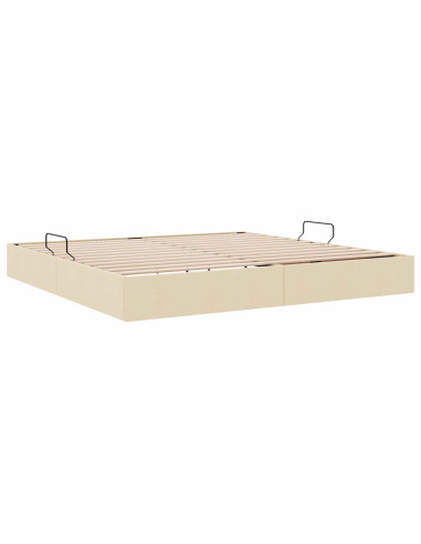 Letto ottomano con archiviazione Crema 200 x 200 cm Tessuto