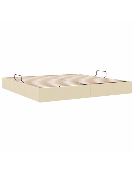 Letto ottomano con archiviazione Crema 200 x 200 cm Tessuto