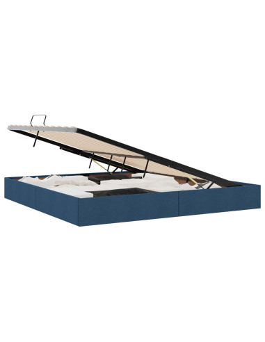 Letto ottomano con archiviazione Blu 200 x 200 cm Tessuto