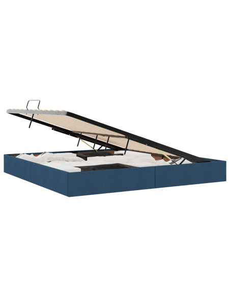 Letto ottomano con archiviazione Blu 200 x 200 cm Tessuto
