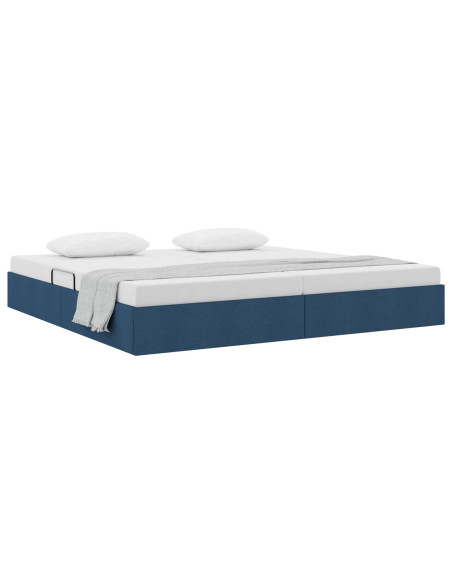 Letto ottomano con archiviazione Blu 200 x 200 cm Tessuto