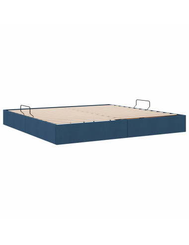 Letto ottomano con archiviazione Blu 200 x 200 cm Tessuto