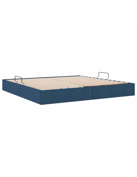 Letto ottomano con archiviazione Blu 200 x 200 cm Tessuto