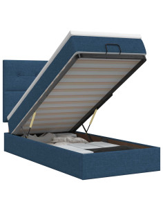 Letto ottomano con materasso Blu 100 x 200 cm Tessuto