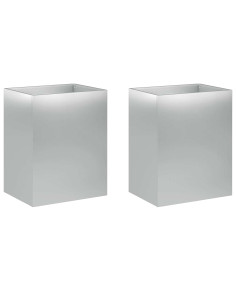 Vaso da giardino 2 pz Argento 40 x 30 x 50 cm Acciaio zincato 2