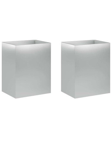 Vaso da giardino 2 pz Argento 40 x 30 x 50 cm Acciaio zincato