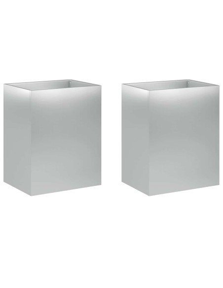 Vaso da giardino 2 pz Argento 40 x 30 x 50 cm Acciaio zincato