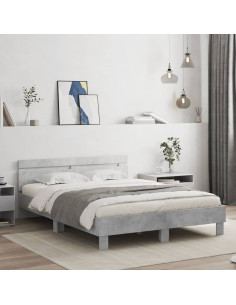 Giroletto con Testiera e LED Grigio Cemento 140x190 cm