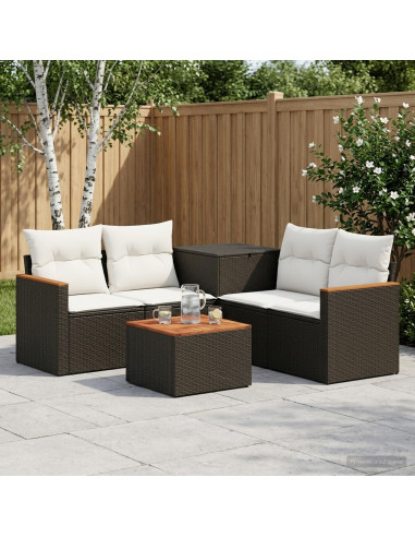 Set di divani 6 pz Nero e Bianco Crema