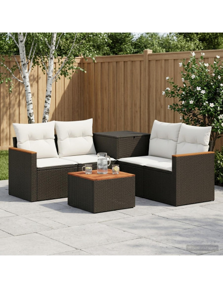 Set di divani 6 pz Nero e Bianco Crema