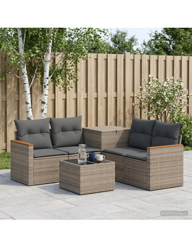 Set di divani 6 pz Grigio e Grigio Scuro