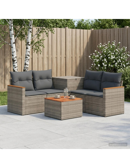 Set di divani 6 pz Grigio e Grigio Scuro