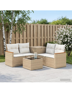 Set di divani 6 pz Beige e Bianco Crema