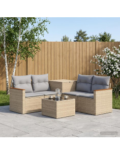 Set di divani 6 pz Beige e Grigio Chiaro
