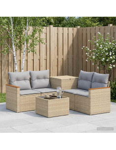 Set di divani 6 pz Beige e Grigio Chiaro