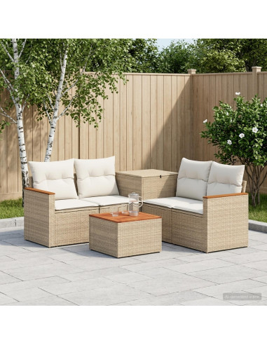Set di divani 6 pz Beige e Bianco Crema