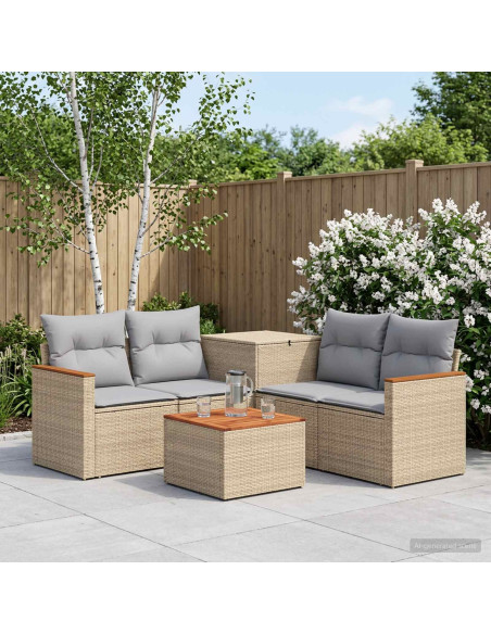 Set di divani 6 pz Beige e Grigio Chiaro